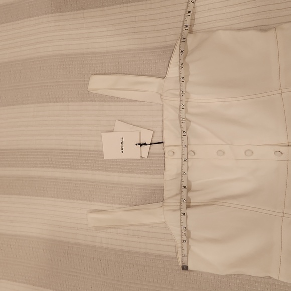 Theory Women's White Kayleigh Linen Blend Sleeveless Mini Shirtdress size 12 - Picture 13 of 16